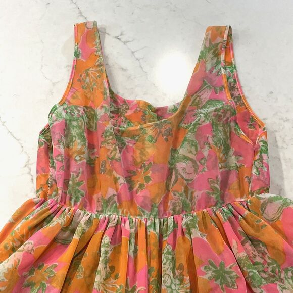 GMC Union Made Vintage 60's Sheer Jumpsuit Nightie Lingerie Psychedelic Flower - Picture 7 of 9